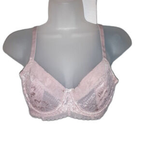 Youmita 32B Pink Suede Soft Lace Unpadded Bra NWT